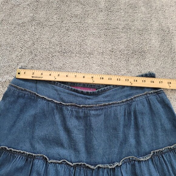 VTg Mix Nouveau Womens Skirt Size 14 Blue Chambray Denim Tiered Peasant 16321‎ - Picture 8 of 10